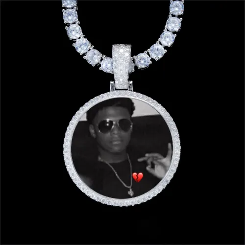 925S & VVS Moissanite 3D Circle Custom Picture Pendant sold by The GUU Shop