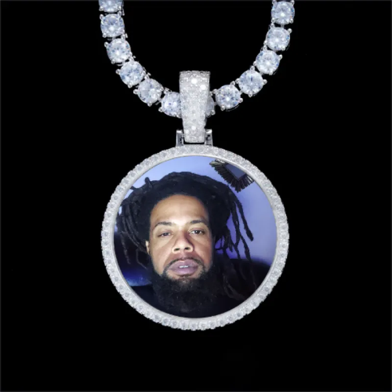 925S & VVS Moissanite 3D Circle Custom Picture Pendant sold by The GUU Shop