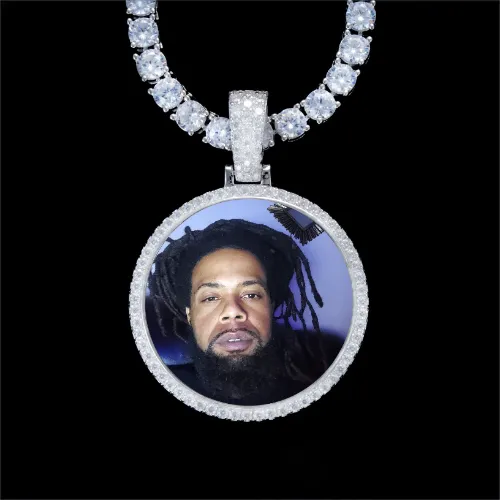 925S & VVS Moissanite 3D Circle Custom Picture Pendant sold by The GUU Shop