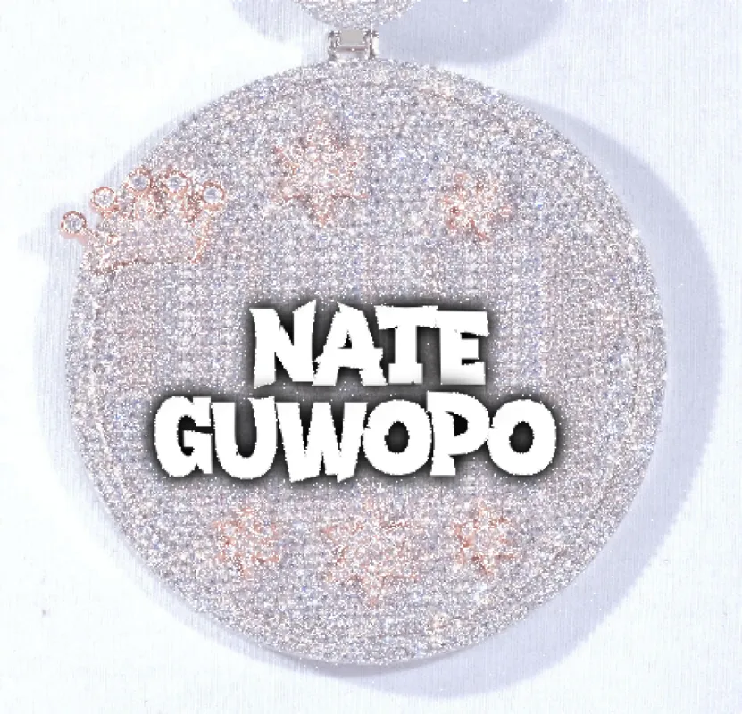 CUSTOM LETTER NECKLACE 3D BIG CROWN DISC sold by The GUU Shop