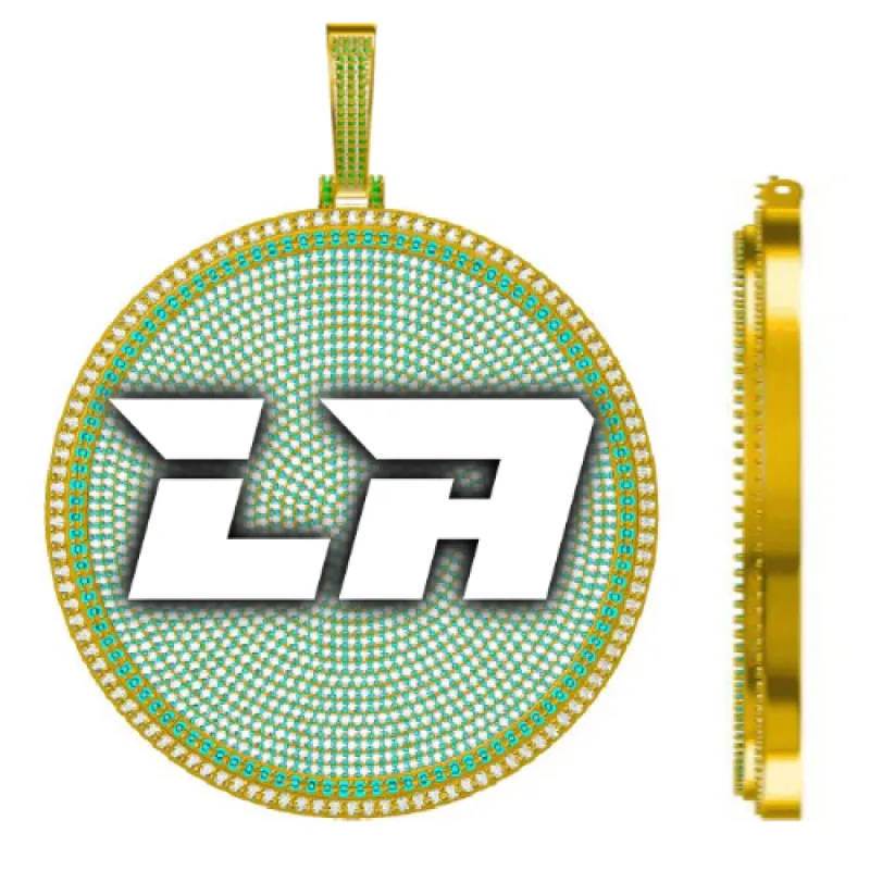 CUSTOM LETTER NECKLACE 3D BIG DISC sold by The GUU Shop