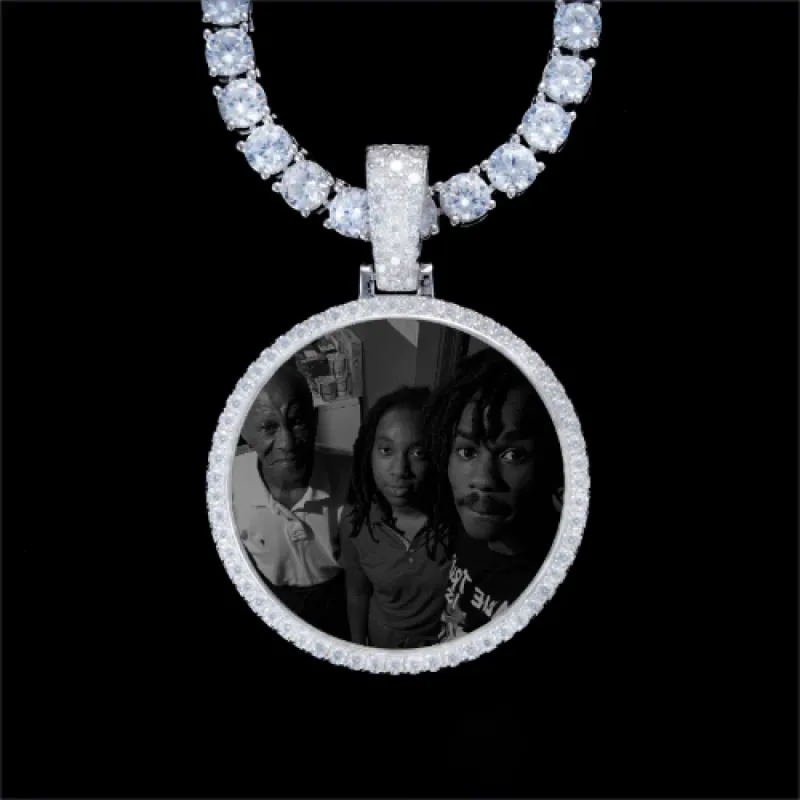 925S & VVS Moissanite 3D Circle Custom Picture Pendant sold by The GUU Shop