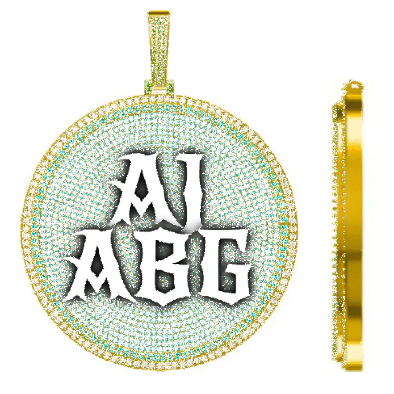 CUSTOM LETTER NECKLACE 3D BIG DISC sold by The GUU Shop