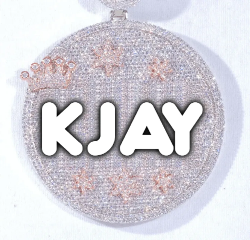 CUSTOM LETTER NECKLACE 3D BIG CROWN DISC sold by The GUU Shop