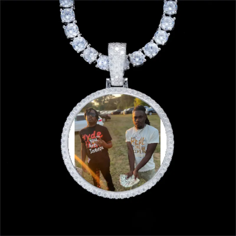 925S & VVS Moissanite 3D Circle Custom Picture Pendant sold by The GUU Shop