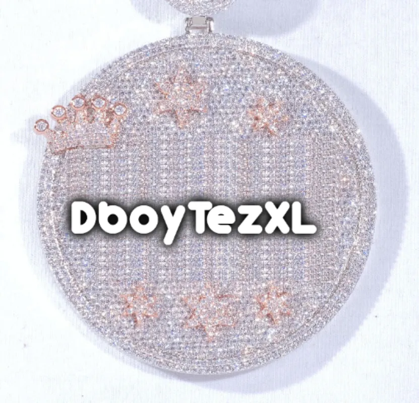 CUSTOM LETTER NECKLACE 3D BIG CROWN DISC sold by The GUU Shop