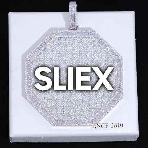 CUSTOM LETTER NECKLACE 3D BIG OCTAGON sold by The GUU Shop
