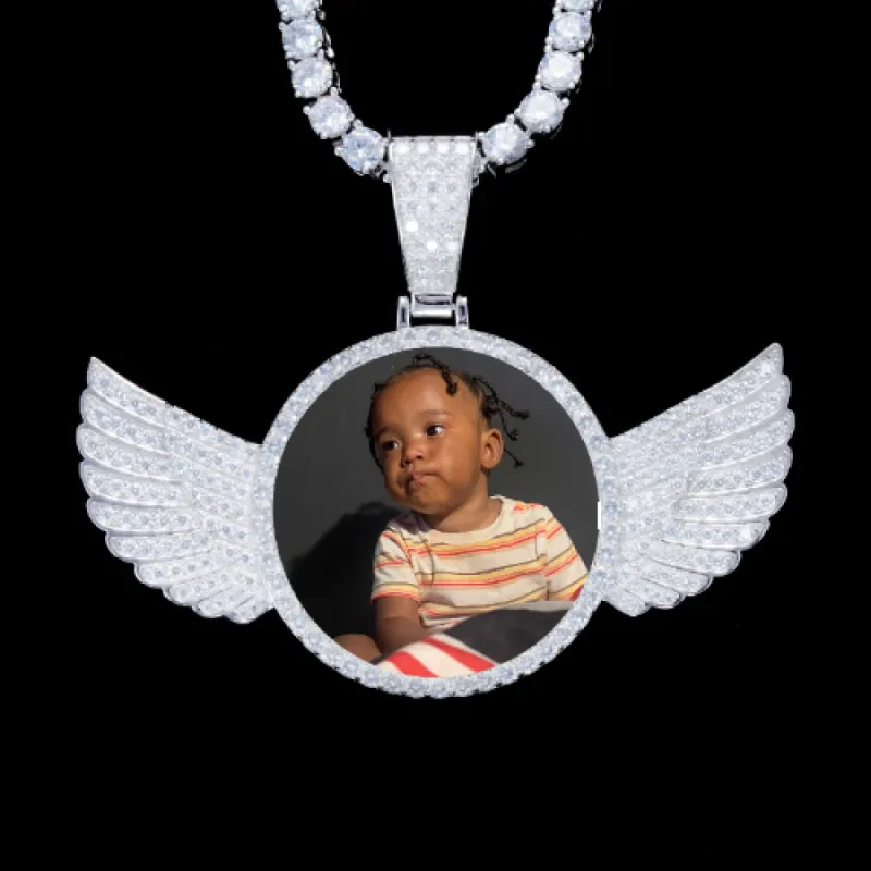 925S & VVS Moissanite 3D Wing Custom Picture Pendant sold by The GUU Shop