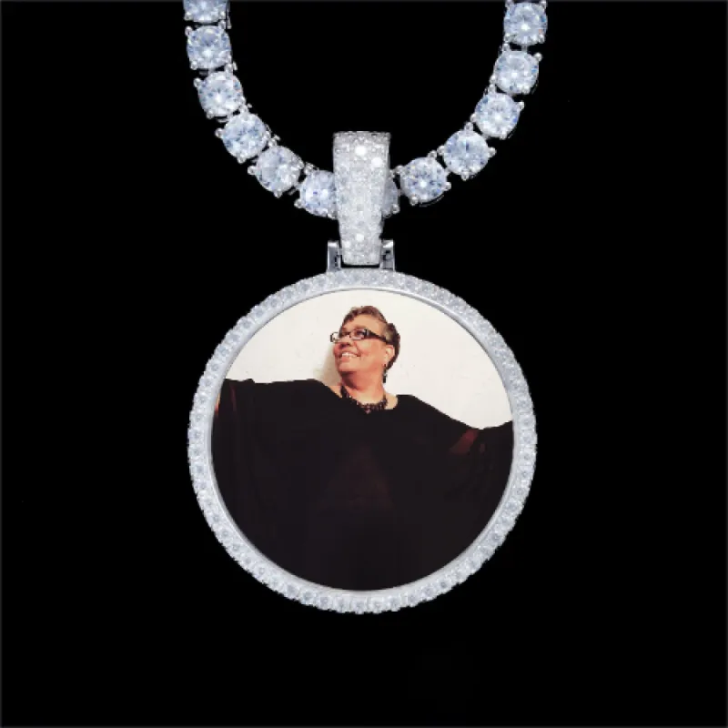 925S & VVS Moissanite 3D Circle Custom Picture Pendant sold by The GUU Shop