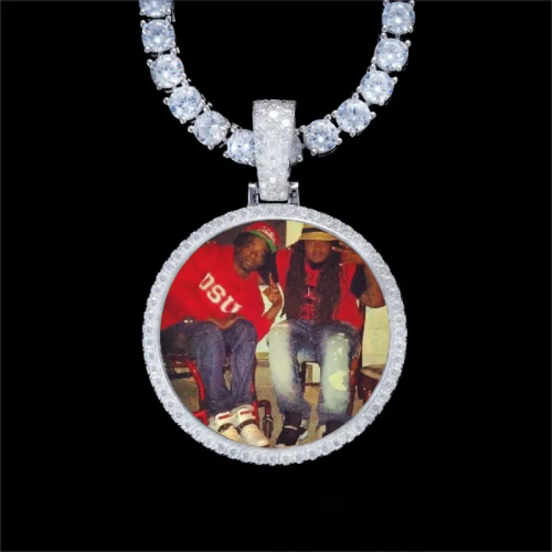 925S & VVS Moissanite 3D Circle Custom Picture Pendant sold by The GUU Shop