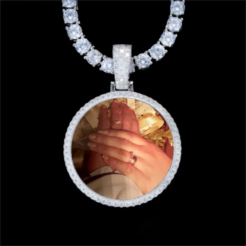 925S & VVS Moissanite 3D Circle Custom Picture Pendant sold by The GUU Shop