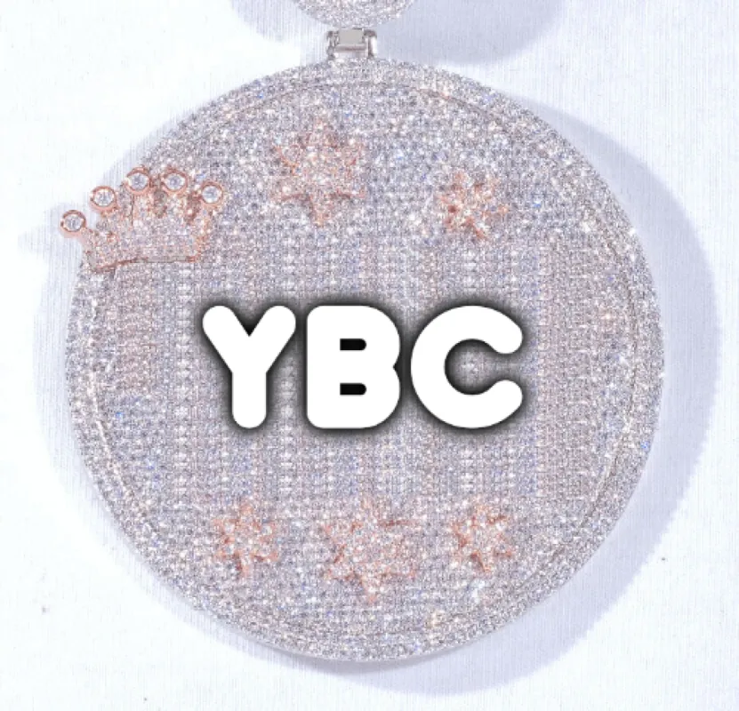 CUSTOM LETTER NECKLACE 3D BIG CROWN DISC sold by The GUU Shop