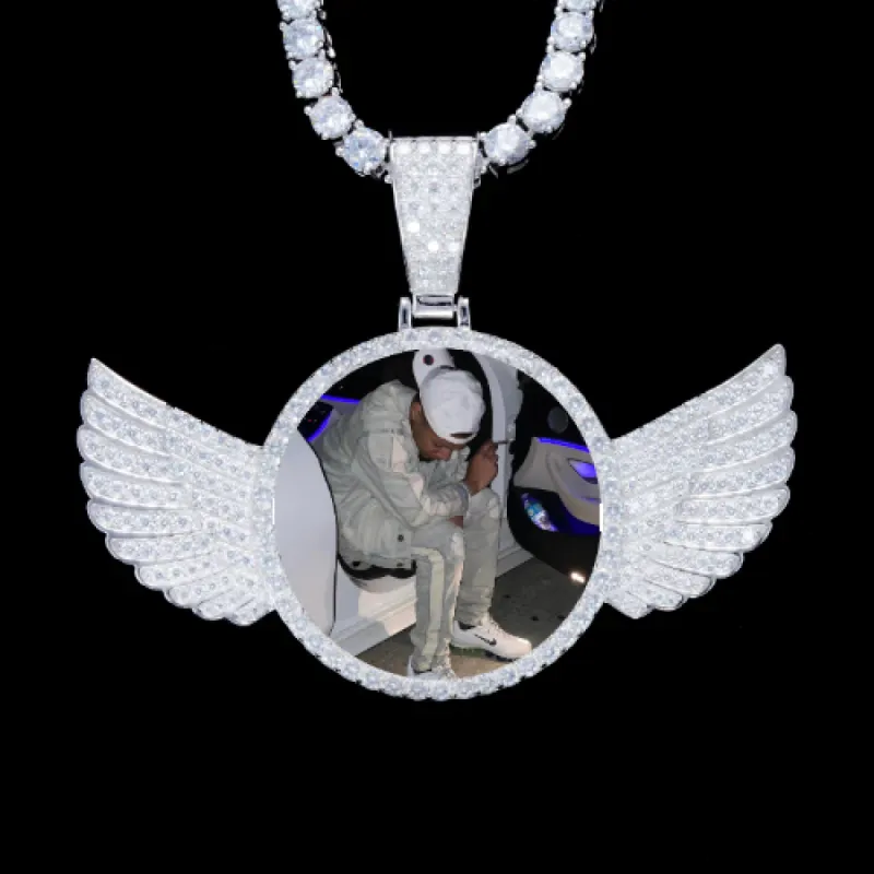 925S & VVS Moissanite 3D Wing Custom Picture Pendant sold by The GUU Shop