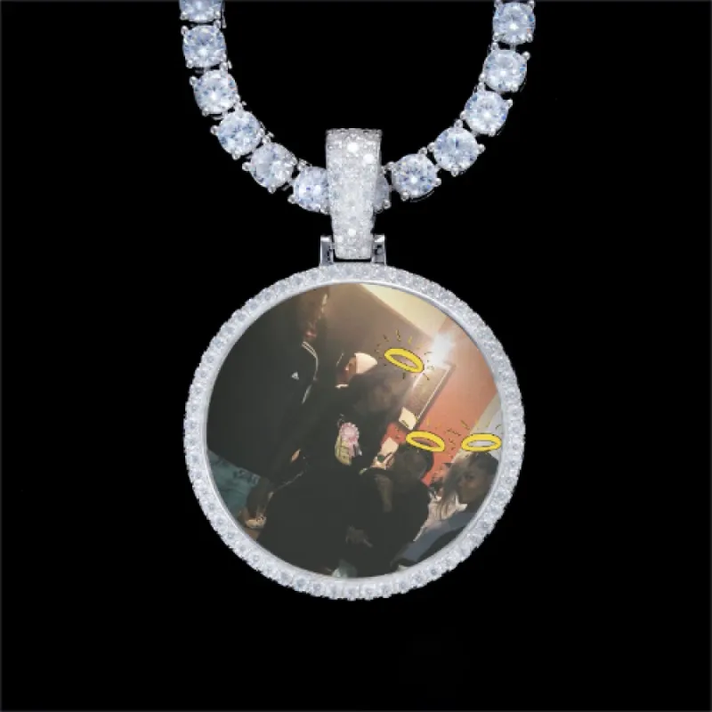 925S & VVS Moissanite 3D Circle Custom Picture Pendant sold by The GUU Shop