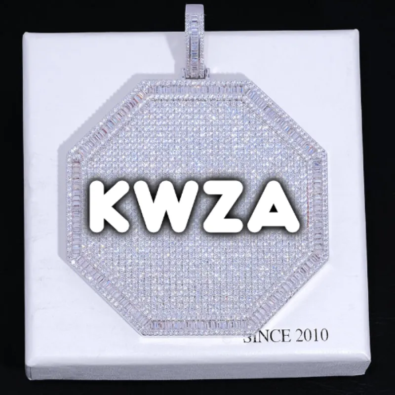 CUSTOM LETTER NECKLACE 3D BIG OCTAGON sold by The GUU Shop