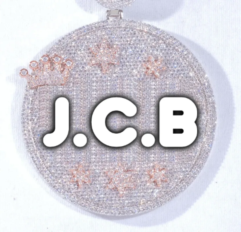 CUSTOM LETTER NECKLACE 3D BIG CROWN DISC sold by The GUU Shop