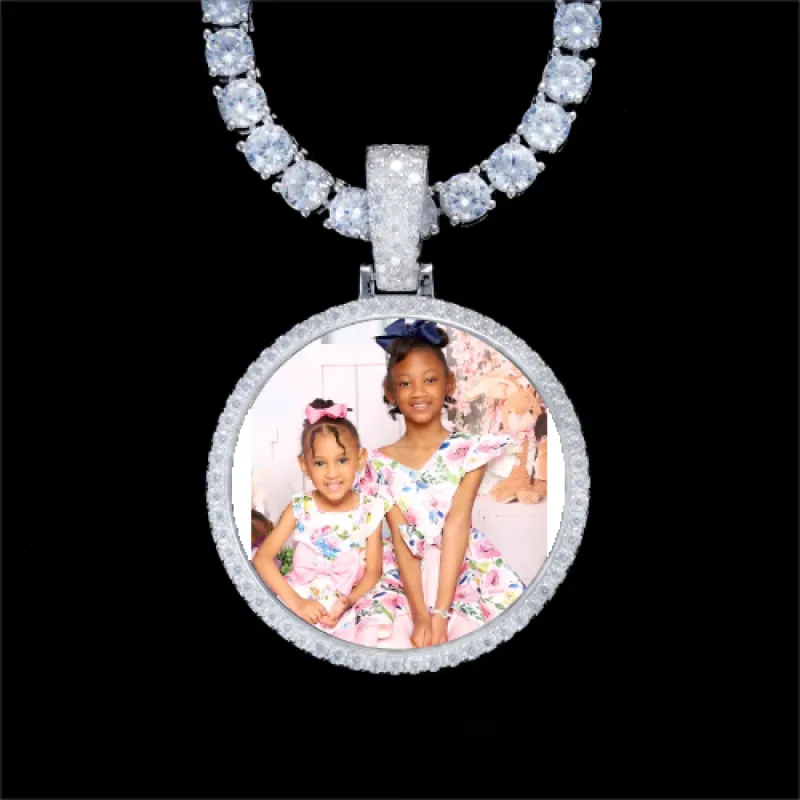 925S & VVS Moissanite 3D Circle Custom Picture Pendant sold by The GUU Shop