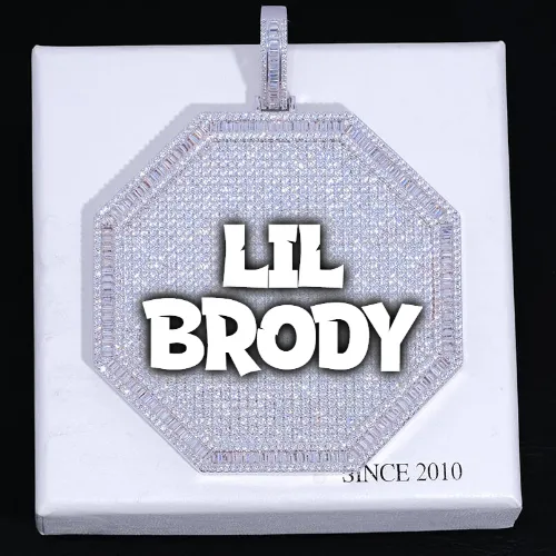 CUSTOM LETTER NECKLACE 3D BIG OCTAGON sold by The GUU Shop