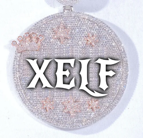 CUSTOM LETTER NECKLACE 3D BIG CROWN DISC sold by The GUU Shop