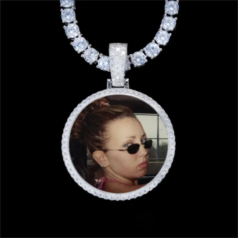 925S & VVS Moissanite 3D Circle Custom Picture Pendant sold by The GUU Shop