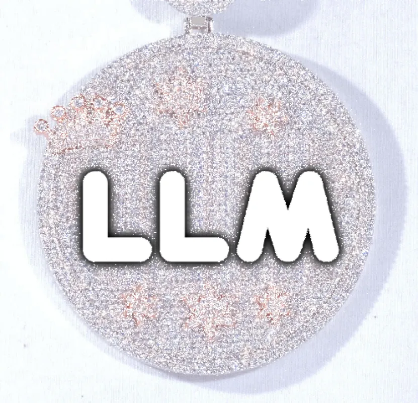 CUSTOM LETTER NECKLACE 3D BIG CROWN DISC sold by The GUU Shop