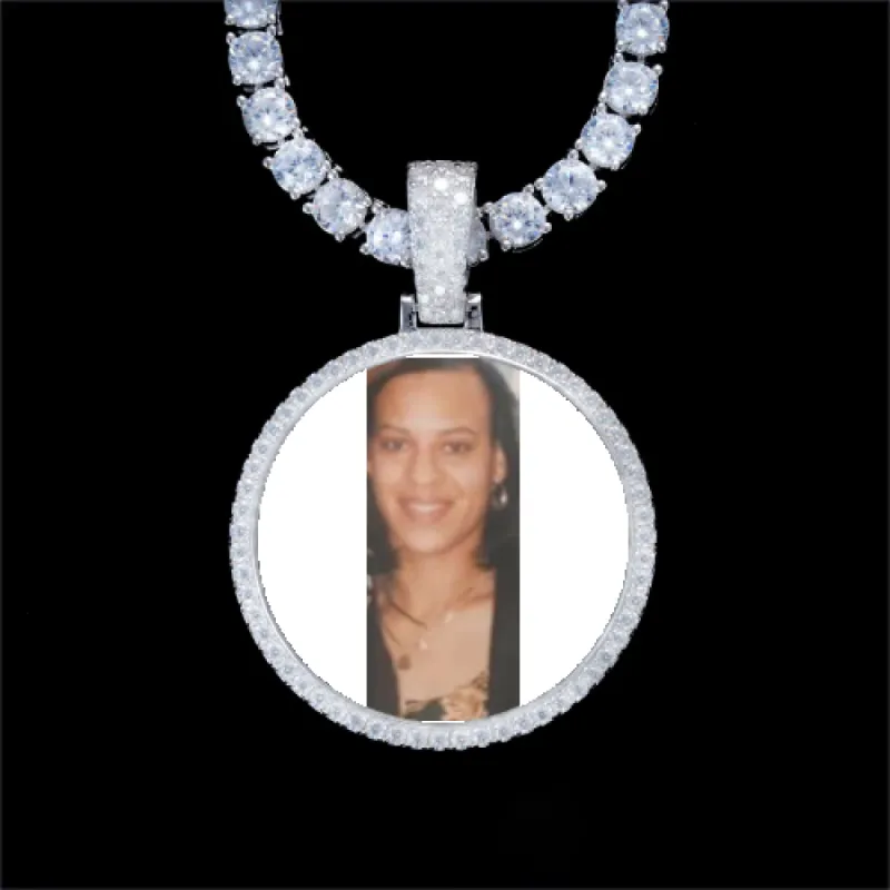 925S & VVS Moissanite 3D Circle Custom Picture Pendant sold by The GUU Shop