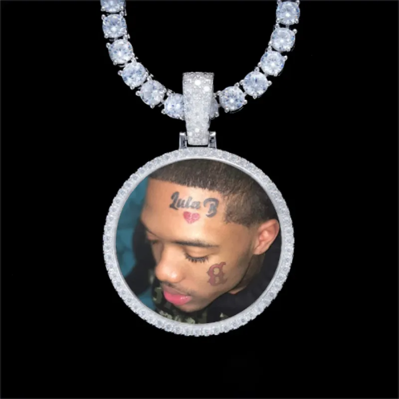 925S & VVS Moissanite 3D Circle Custom Picture Pendant sold by The GUU Shop