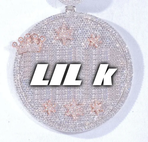 CUSTOM LETTER NECKLACE 3D BIG CROWN DISC sold by The GUU Shop