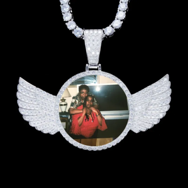 925S & VVS Moissanite 3D Wing Custom Picture Pendant sold by The GUU Shop