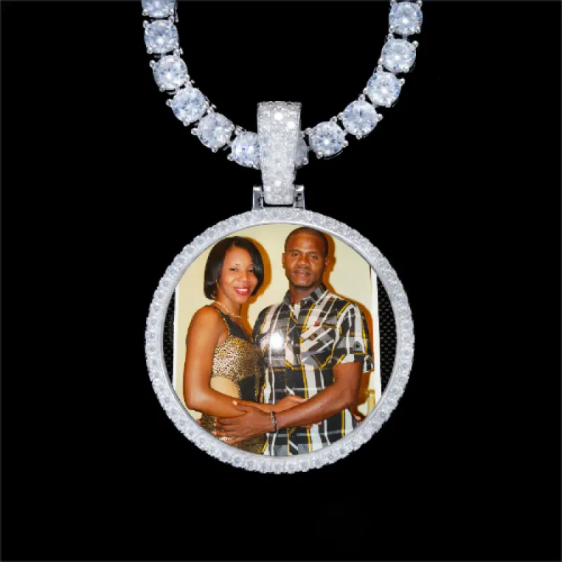 925S & VVS Moissanite 3D Circle Custom Picture Pendant sold by The GUU Shop
