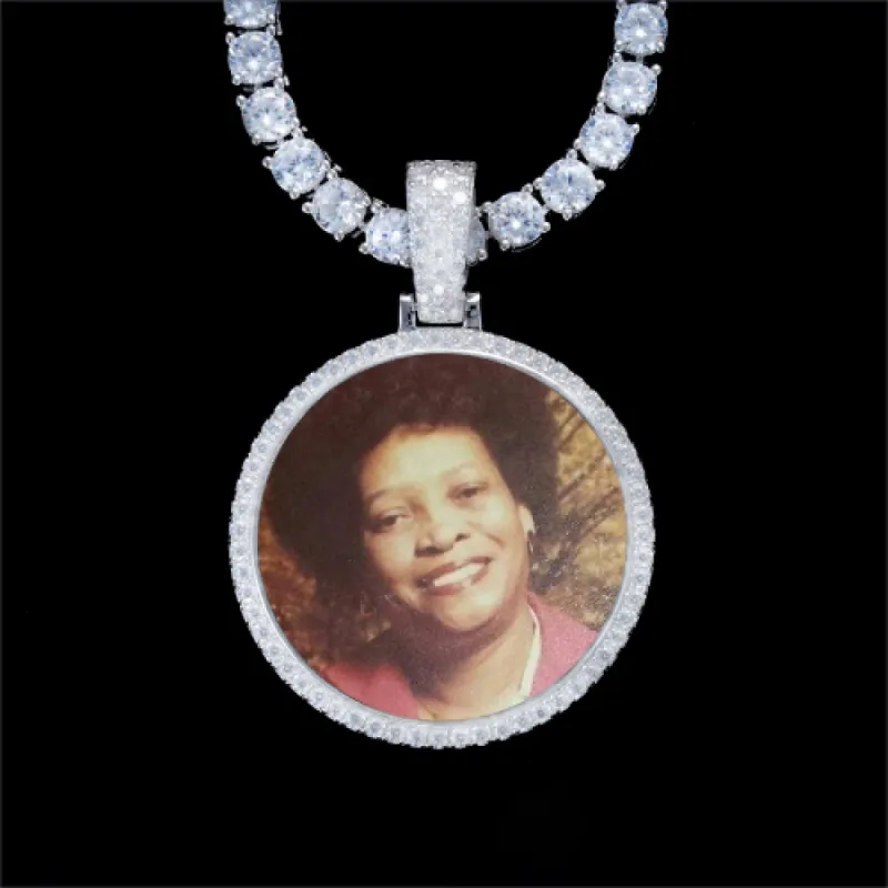 925S & VVS Moissanite 3D Circle Custom Picture Pendant sold by The GUU Shop