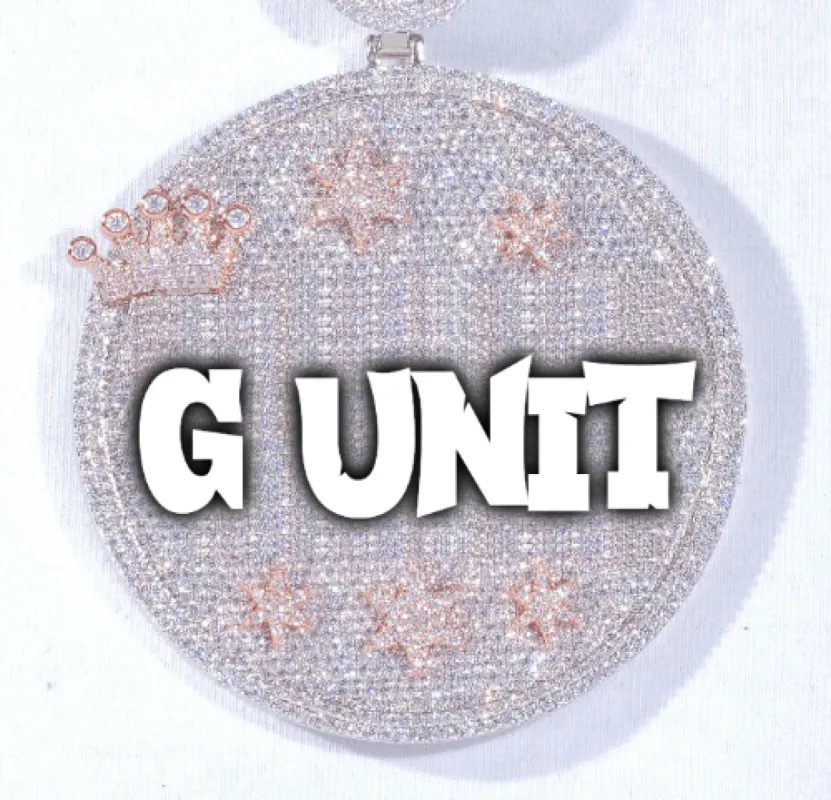 CUSTOM LETTER NECKLACE 3D BIG CROWN DISC sold by The GUU Shop