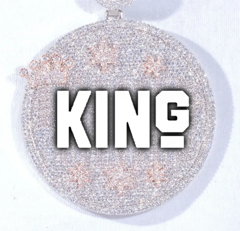 CUSTOM LETTER NECKLACE 3D BIG CROWN DISC sold by The GUU Shop