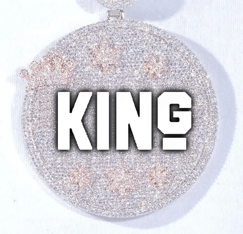 CUSTOM LETTER NECKLACE 3D BIG CROWN DISC sold by The GUU Shop