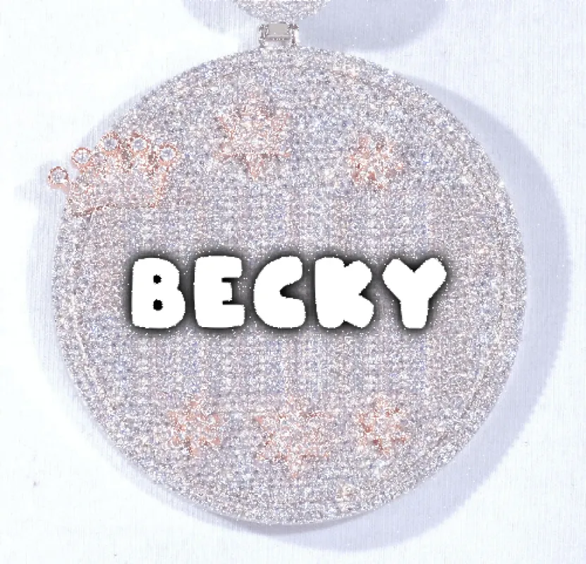 CUSTOM LETTER NECKLACE 3D BIG CROWN DISC sold by The GUU Shop