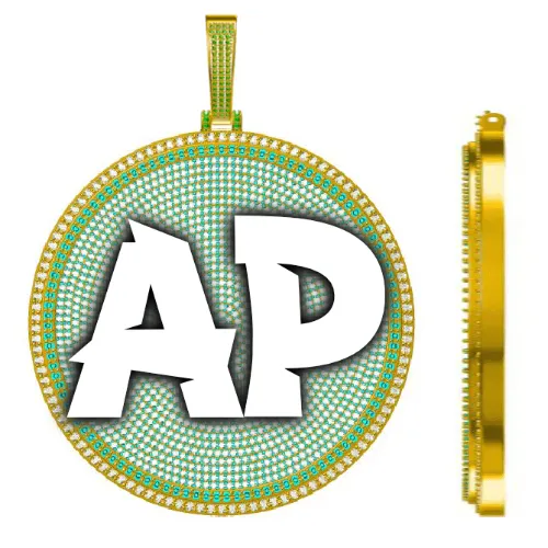 CUSTOM LETTER NECKLACE 3D BIG DISC sold by The GUU Shop