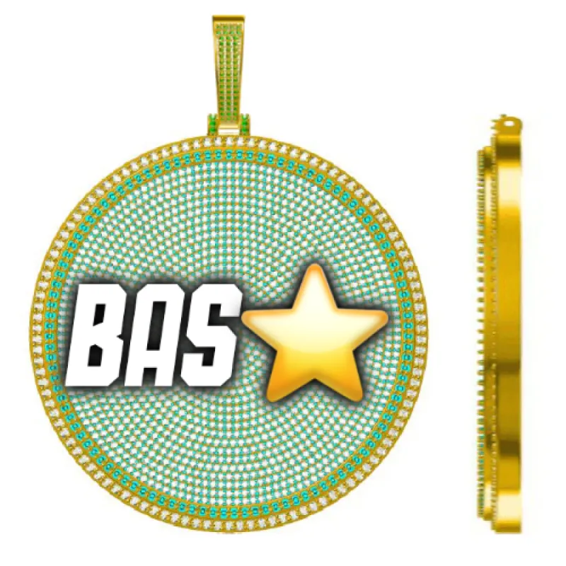 CUSTOM LETTER NECKLACE 3D BIG DISC sold by The GUU Shop