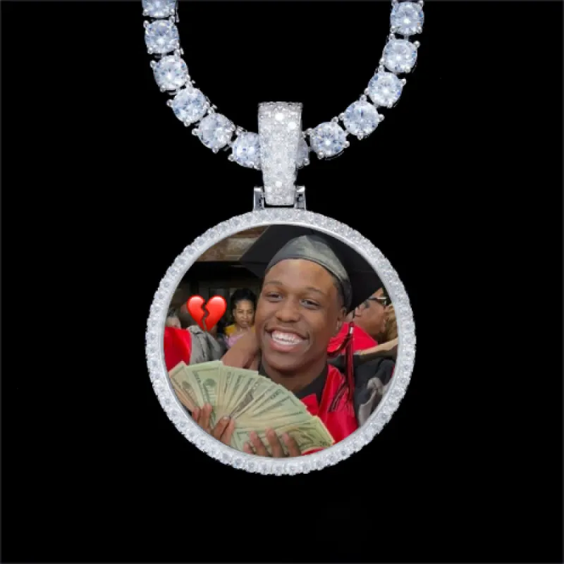 925S & VVS Moissanite 3D Circle Custom Picture Pendant sold by The GUU Shop