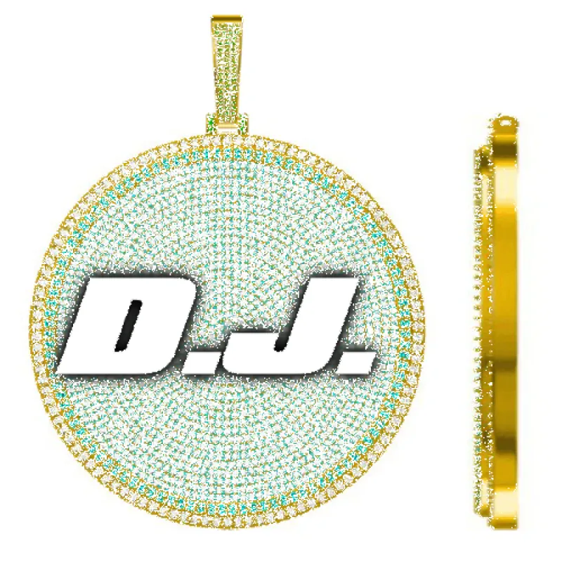 CUSTOM LETTER NECKLACE 3D BIG DISC sold by The GUU Shop