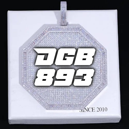 CUSTOM LETTER NECKLACE 3D BIG OCTAGON sold by The GUU Shop