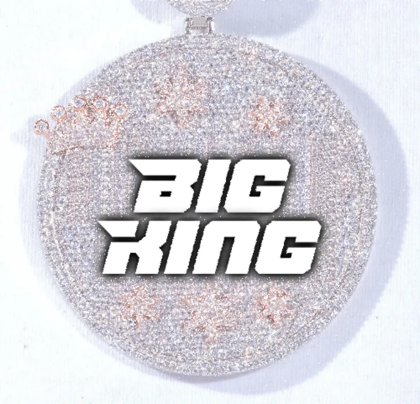 CUSTOM LETTER NECKLACE 3D BIG CROWN DISC sold by The GUU Shop