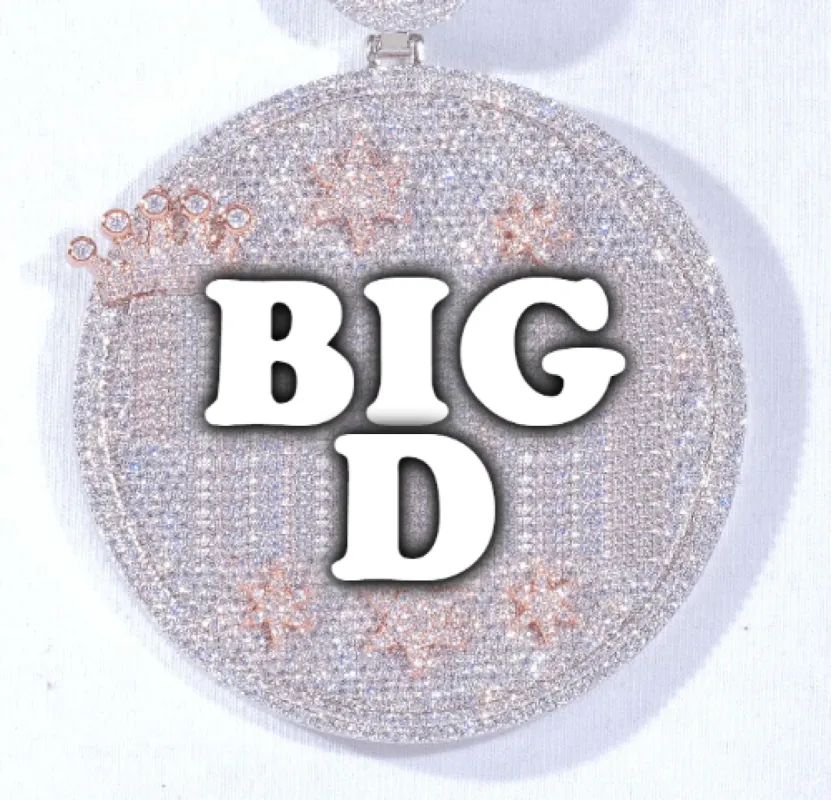 CUSTOM LETTER NECKLACE 3D BIG CROWN DISC sold by The GUU Shop