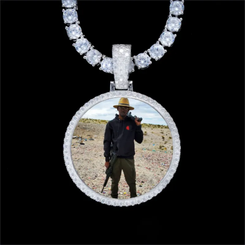 925S & VVS Moissanite 3D Circle Custom Picture Pendant sold by The GUU Shop
