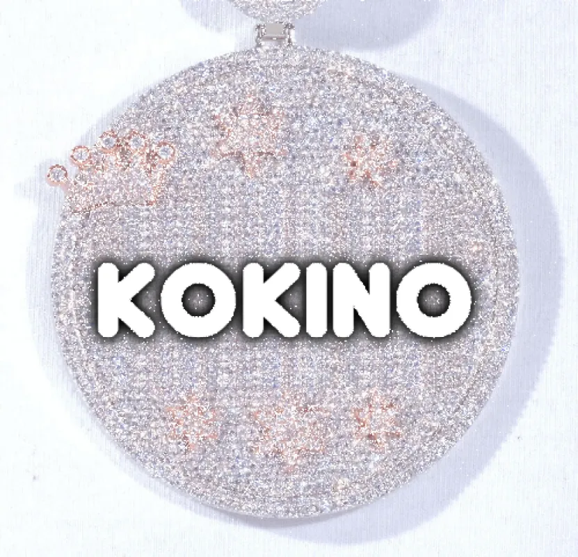 CUSTOM LETTER NECKLACE 3D BIG CROWN DISC sold by The GUU Shop