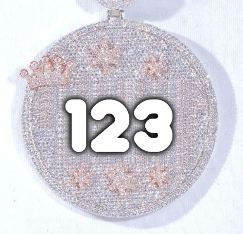 CUSTOM LETTER NECKLACE 3D BIG CROWN DISC sold by The GUU Shop