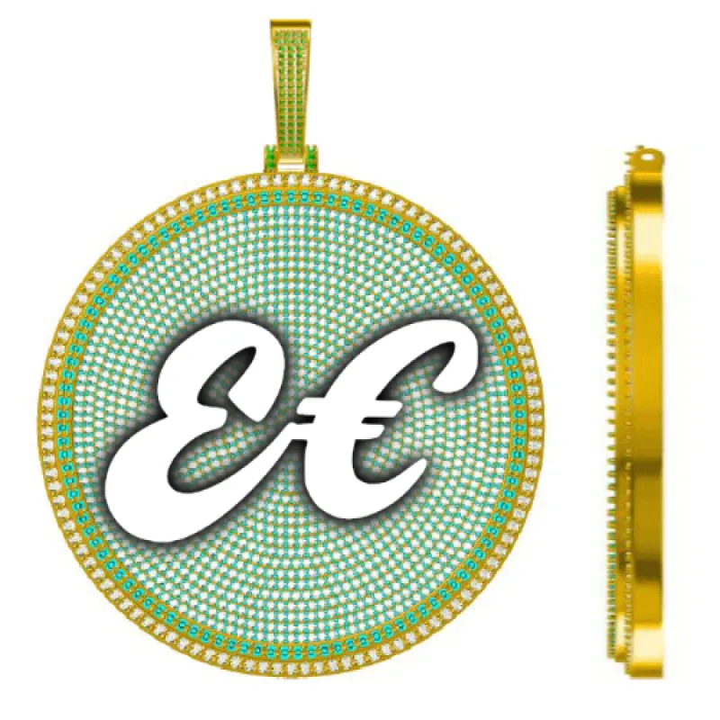 CUSTOM LETTER NECKLACE 3D BIG DISC sold by The GUU Shop