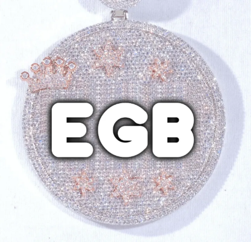 CUSTOM LETTER NECKLACE 3D BIG CROWN DISC sold by The GUU Shop