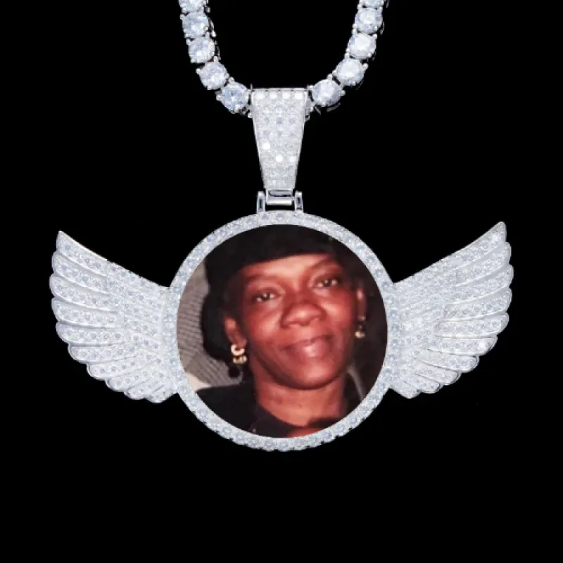 925S & VVS Moissanite 3D Wing Custom Picture Pendant sold by The GUU Shop