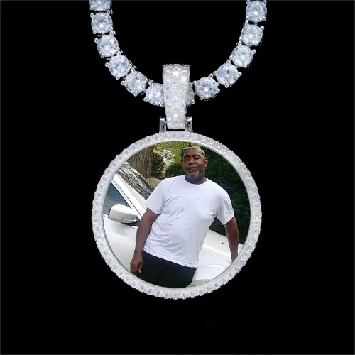 925S & VVS Moissanite 3D Circle Custom Picture Pendant sold by The GUU Shop