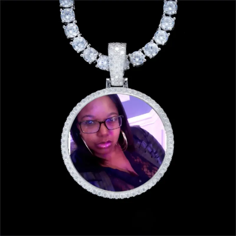 925S & VVS Moissanite 3D Circle Custom Picture Pendant sold by The GUU Shop